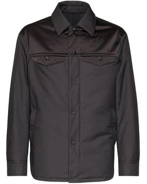Ferragamo Satin-Panel Shirt Jacket - Black