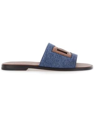 Dolce & Gabbana Denim Logo Sandals - White