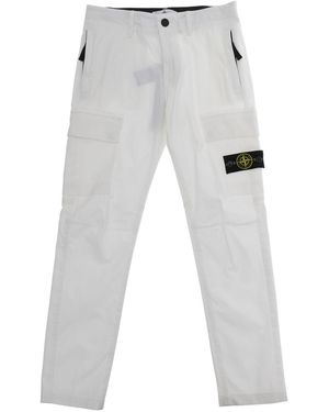 Stone Island Trousers Kids Stretch Cotton Trousers - White