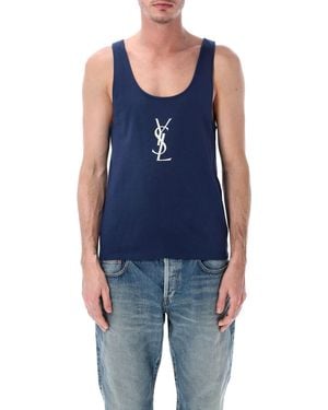 Saint Laurent Cassandre Oversized Tank Top - Blue