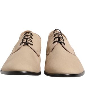 Dolce & Gabbana Canvas Derby Lace Up Dress Shoes - Natural