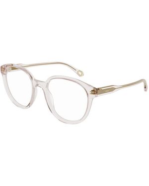 Chloé Chloe Eyeglasses Square Full Rim, Shiny Frame And Clear Demo Lenses Lens Ch0127O004 - Metallic