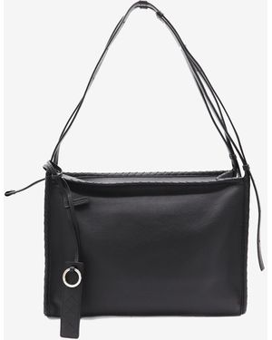Bottega Veneta Leather Corriere Bag - Black