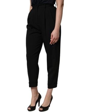 Dolce & Gabbana Wool High Waist Cropped Trouser Pants Virgin Elastane - Black