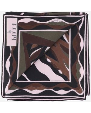 PUCCI Silk Scarf Khaki- Scarfs - Black