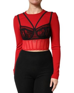 Dolce & Gabbana Nylon Bralette-Style Cropped Top And 06+Pa+Vi - Red