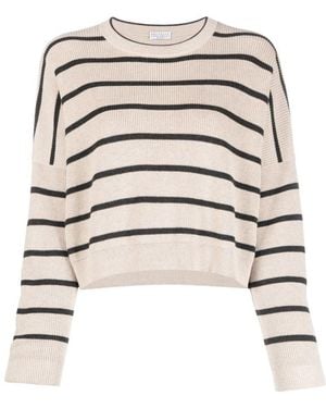 Brunello Cucinelli Light Striped Crop Jumper Clothing - Black