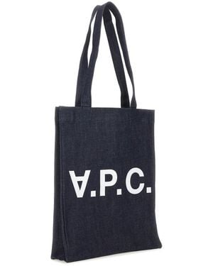 A.P.C. Tote Bag Cotton Handbags - Blue