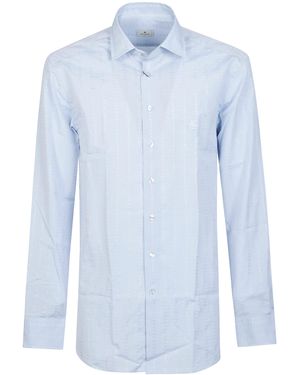 Etro Roma Long Sleeve Logo Shirt - Blue