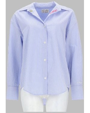 MC2 Saint Barth Shirt Striped With Embroidery Cotton - Blue