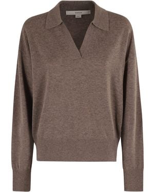 REMAIN Birger Christensen Knit Polo Jumper - Brown