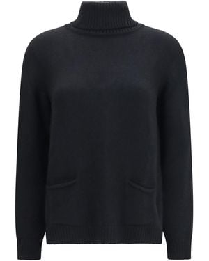 Ella High Neck Jumper Kashmir/Capra Hircus - Blue