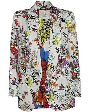 5 PROGRESS Printed Single-Breasted Jacket - White