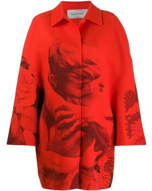 Valentino X Undercover Lovers Print Oversized Coat Clothing - Red