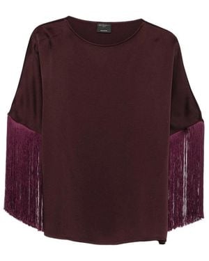 Antonelli Fringe-Trimmed Long-Sleeve Blouse - Purple