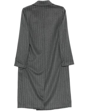Paltò Wool Double-Breasted Coat - Grey