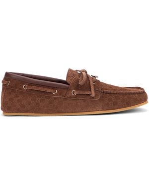 Gucci Boat Shoes Suede Calf Skin Loafers - Brown