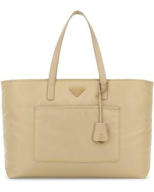 Prada Sand Re-Nylon Large Re-Edition 1978 Shopping Bag - Natural