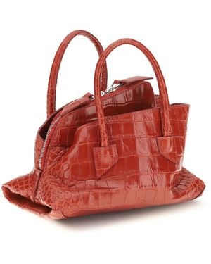 The Attico Handbag La Passeggiata Mini Croc-Effect Leather Calf Handbags - Red