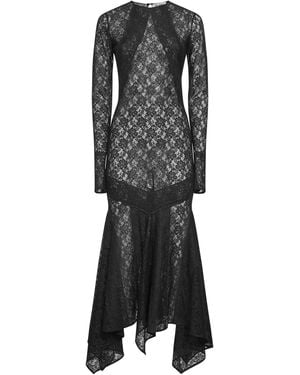 The Attico Stretch Lace Asymmetric Midi Dress - Black