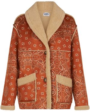 MC2 Saint Barth Dorys Reversible Shearling Jacket With Bandana Print Coat - Orange