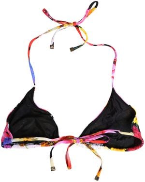Dolce & Gabbana Floral Print Nylon Halter Bikini Top Swimwear Elastane - Black