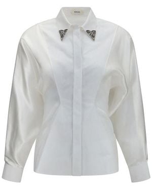 Versace White Cotton Dress Shirt - Gray