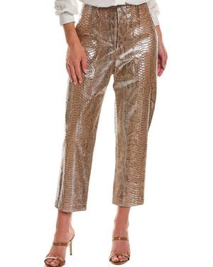Brunello Cucinelli Snakeskin-Print Leather Trousers - Brown