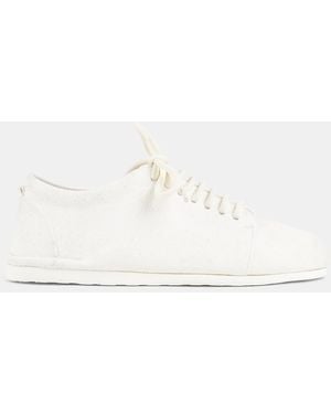 Marsèll Derby Sancrespella Long Hair Leather Rubber Sole Flat Shoes - White