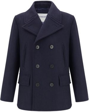 Burberry Wool Pea Coat - Blue
