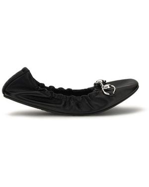 Gucci Calf Leather Bos Taurus Ballet Flats - Black