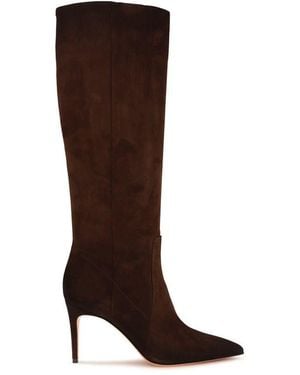 Santoni Brown Calf Leather Bos Taurus High Heel Boots
