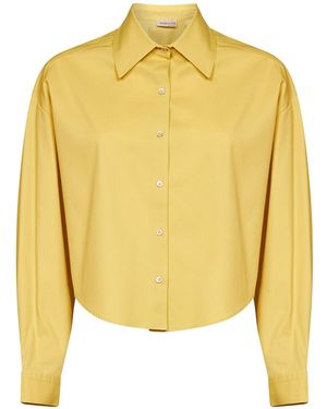 Blanca Vita Oil Stretch Poplin Celta Cropped Shirt - Yellow