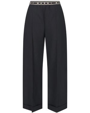 Marni Trousers Virgin Wool Woven - Blue