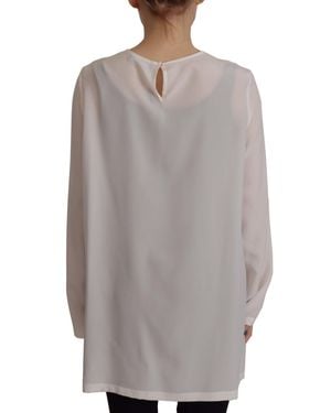 Dolce & Gabbana Elegant Silk Top With Logo Embroidery - Grey