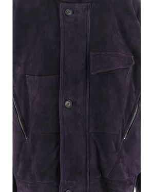 Giorgio Armani Suede Jacket High Collar Goat Leather - Blue