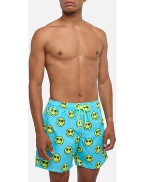 Mc2sb Palm Smile Mid-Length Swim Shorts Swimshort - Blue