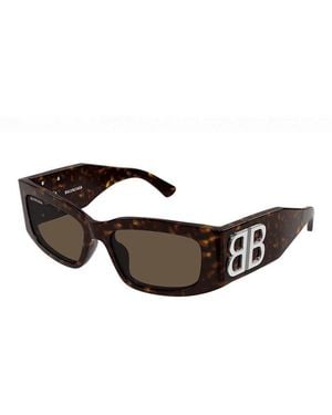 Balenciaga Sunglasses Rectangle Full Rim, Tortoise Frame And Lens Bb0360S002 - Brown