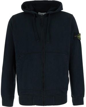 Stone Island Zip-Up Sweatshirt Tech Fabric Sweatshirts - Blue