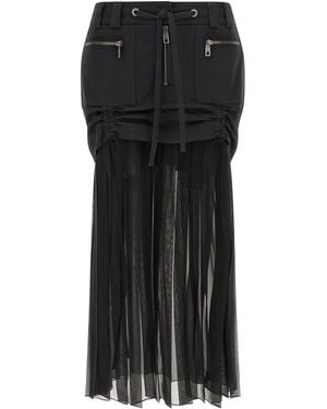 Dolce & Gabbana Dolce & Gabbana Twill And Chiffon Skirt - Black