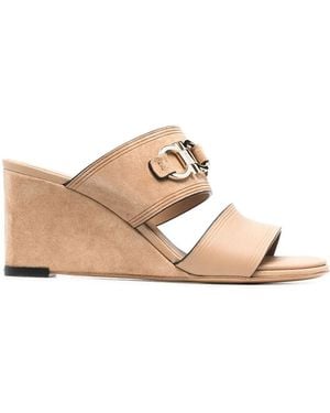 Ferragamo Ferragamo Chaim 75Mm Suede Wedge Mules - Pink