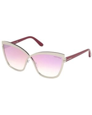 Tom Ford Sunglasses Butterfly Full Rim, Shiny Palladium Frame And To Pearl Gradient Lens Ft071516Z - Pink