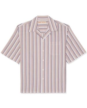 Marni Striped Short-Sleeved Shirt - Purple