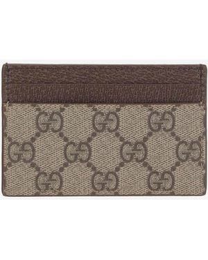Gucci Two-Tone Gg Card Holder Polyurethane Wallets & Cardholders - Gray