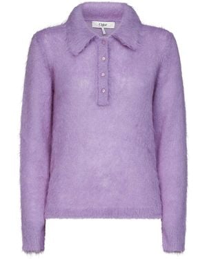 Chloé Alpaca-Blend Knit Polo Knitwear - Purple