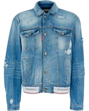 DSquared² Over Fit Jacket With Front Closure And Side Pockets For - Blue