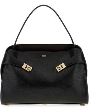 Ferragamo Leather Large Hug Soft Shoulder Bag - Black