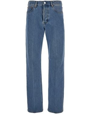 Gucci 90S Light Straight Jeans With Logo Patch - Blue