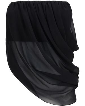 Francesco Murano Sheer Draped Top Silk - Black