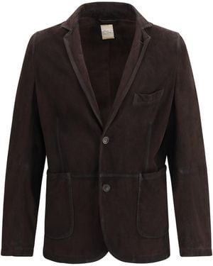 D'Amico Single-Breasted Jacket Suede Lamb Ovis Aries Blazers E Vests - Black